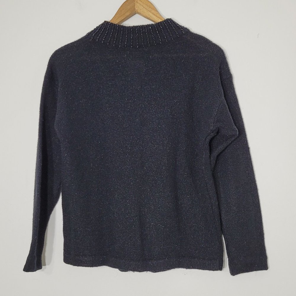 Vintage Womens Cardigan Sweater Fine Knit Beaded Button Detail Bows Long Sleeve - Picture 4 of 6
